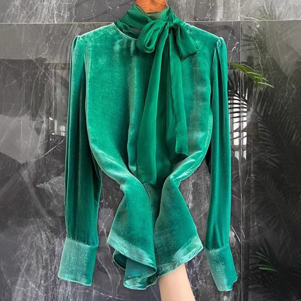 Damen-Bluse mit Bindekragen und Puffärmeln – Bild 5 | LuxeStyle