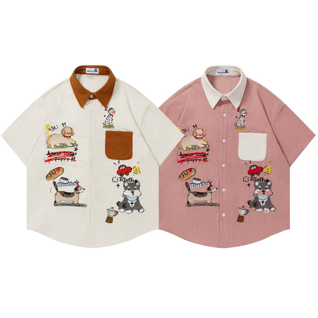 Unisex Waffelpiqué-Shirt mit Hunde-Print