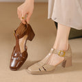 Echtleder Sandalen mit Chunky-Absatz