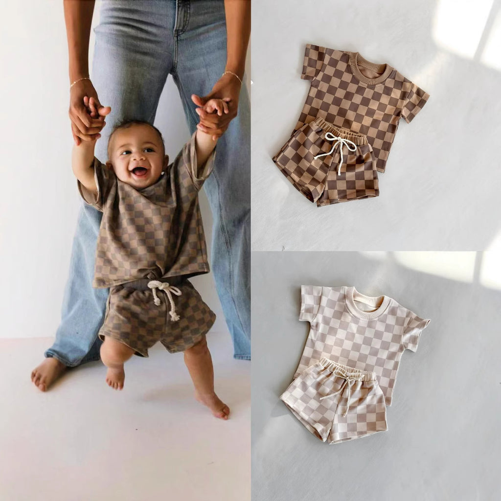 Baby-Shorts-Set mit kariertem Hemd – Bild 8 | LuxeStyle