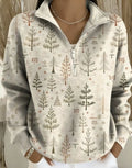 Damen Half Zip Hoodie Top mit Geometrischem Muster – Bild 4 | LuxeStyle