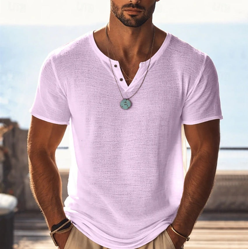 Kurzarm-T-Shirt mit V-Ausschnitt – Bild 7 | LuxeStyle