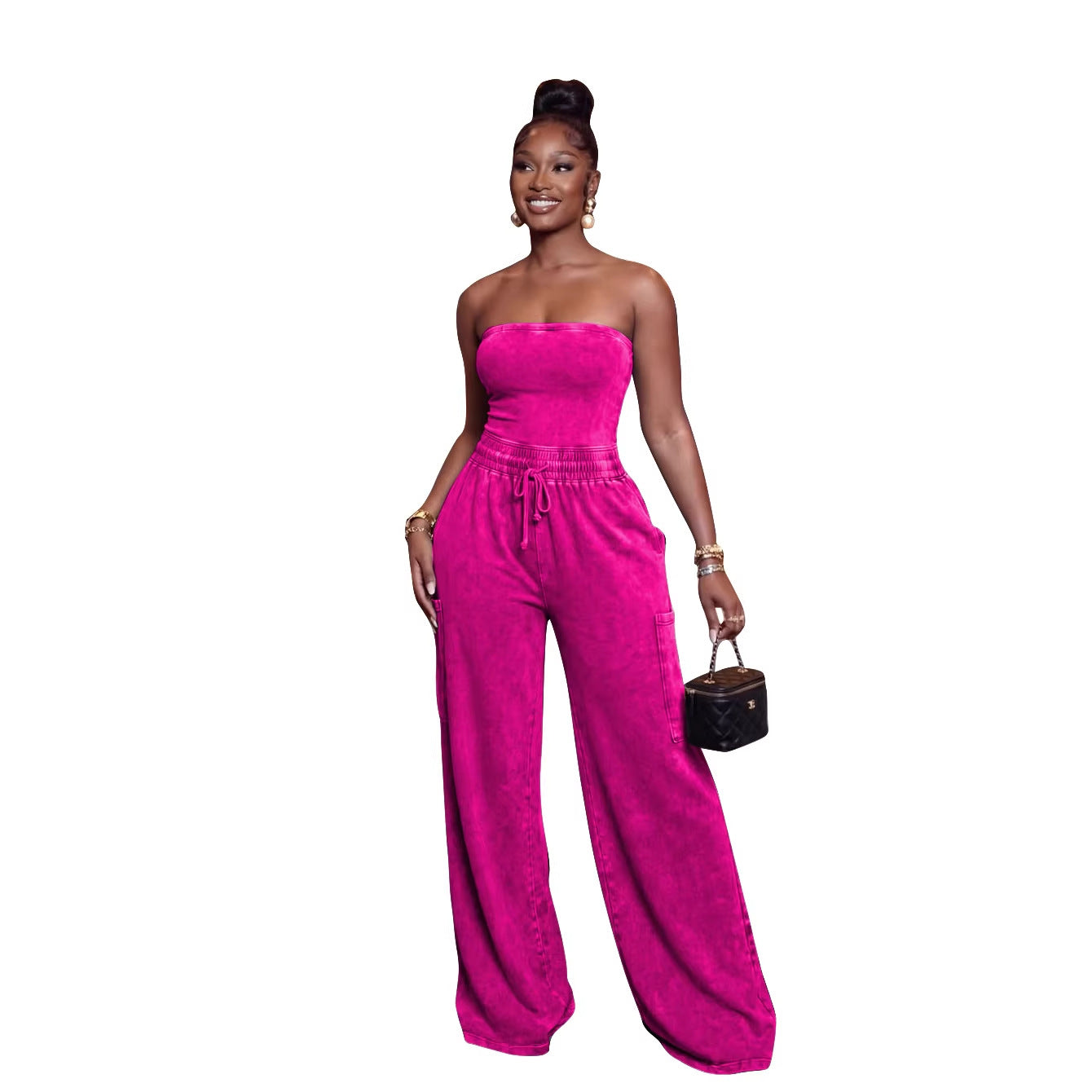Jumpsuit «Casual Washed» mit weitem Bein