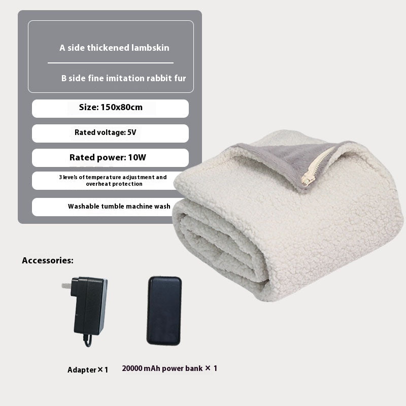 USB-Heizdecke aus Lambschafwolle 150x80 cm