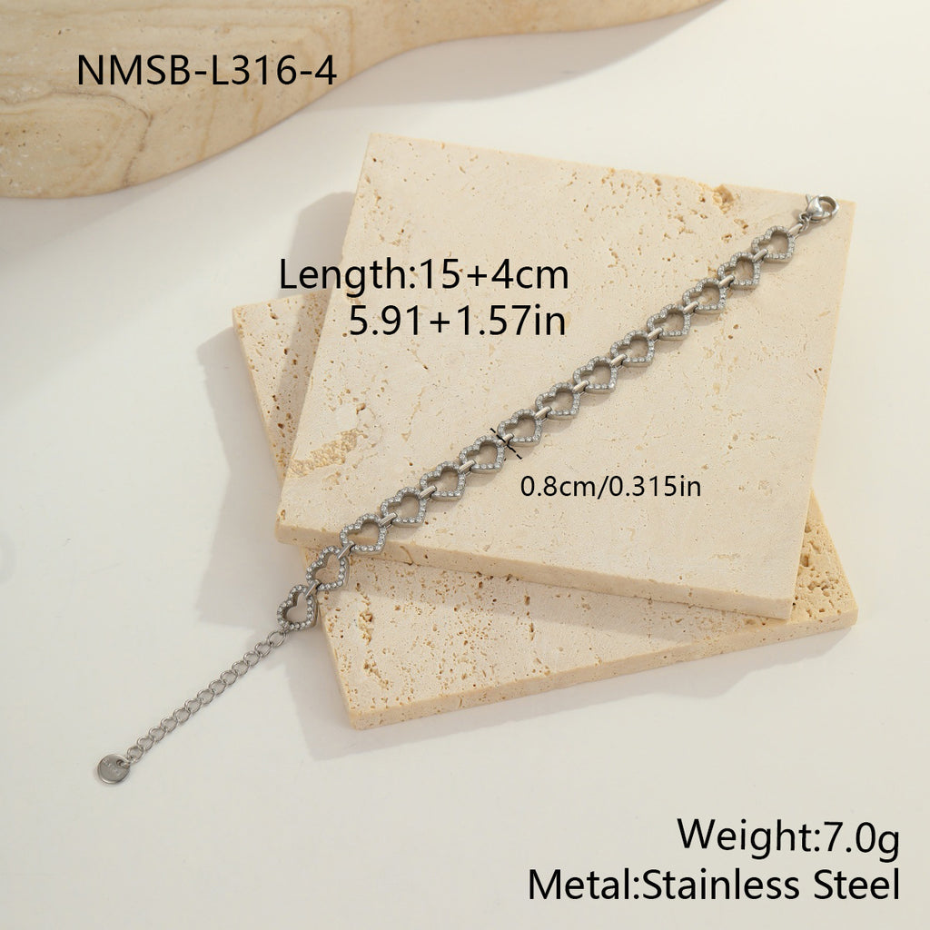 Herz-Zirkon Armband aus farbbeständigem Edelstahl – Bild 2 | LuxeStyle