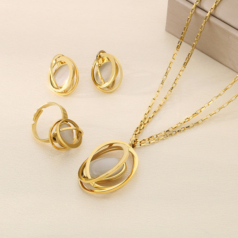 Geometrisches Schmuck-Set aus Titanstahl – Ansicht 3