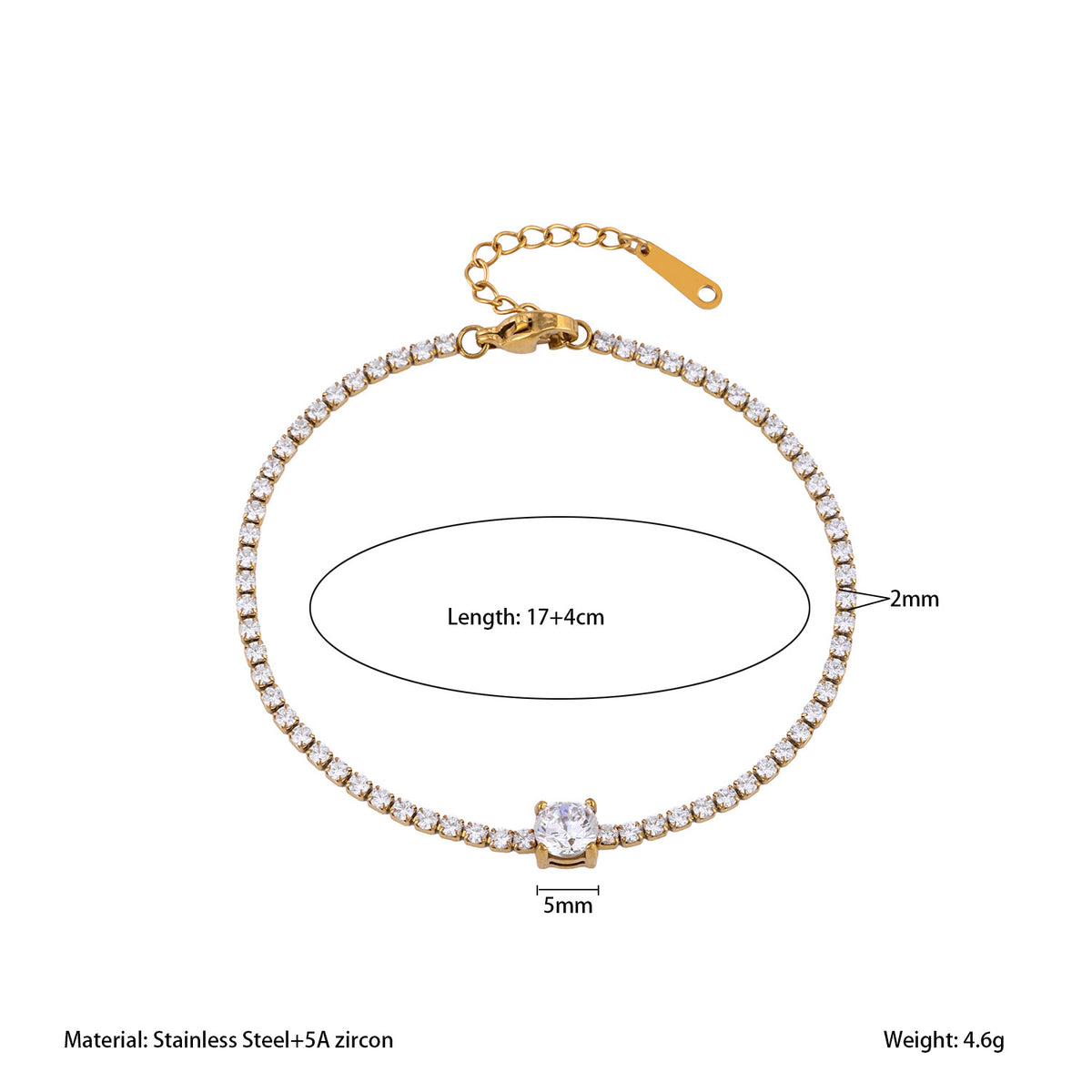 Vergoldetes Zirkonia Tennis-Armband – Bild 6 | LuxeStyle
