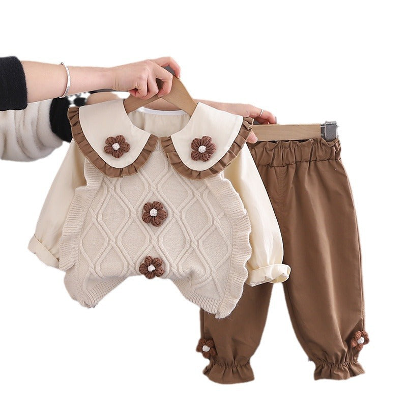 Baby Mädchen Frühling Outfit Set mit Strickpullover – Bild 5 | LuxeStyle
