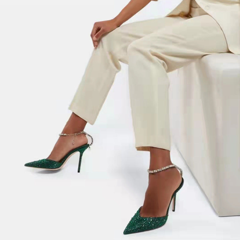 Sandalen mit Strasskette und Stilettoabsatz – Bild 5 | LuxeStyle