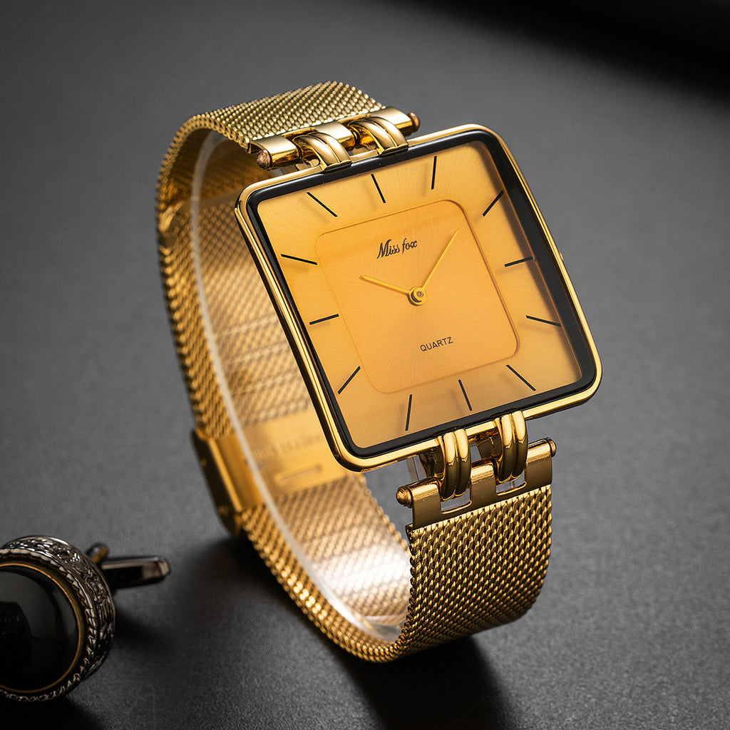 Klassische Minimalistische Quarzuhr mit Mesh-Armband