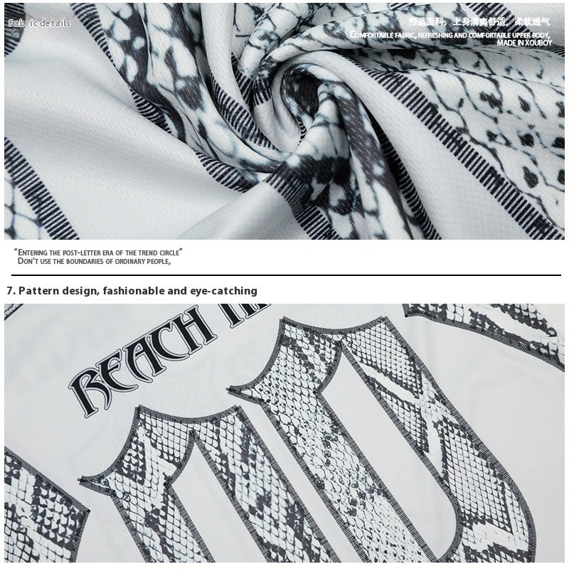 Mesh T-Shirt mit Schlangenhaut-Design
