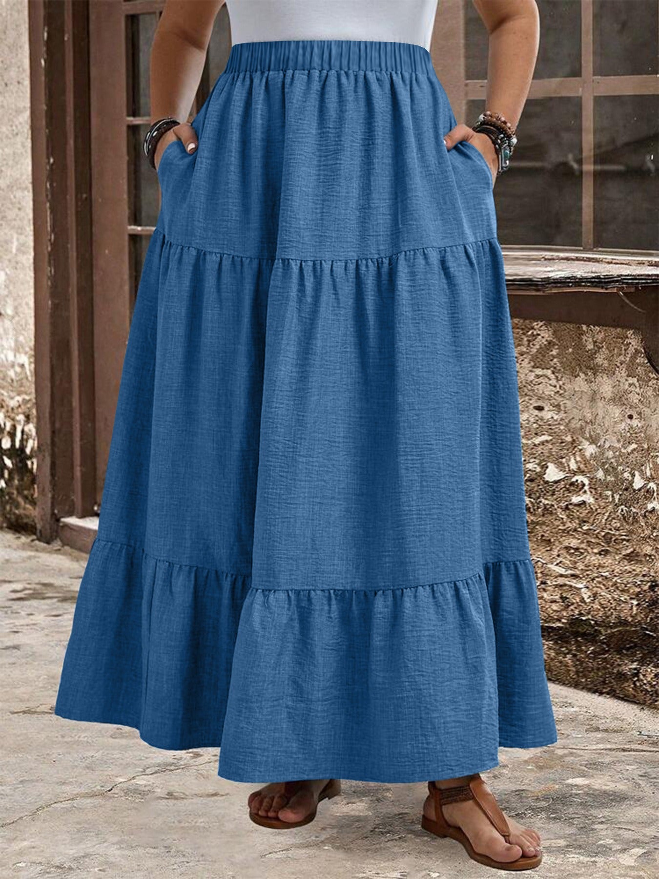 High Waist Vintage Maxi Jupe – Ansicht 2