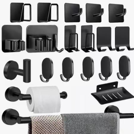 Handtuchhalter-Set aus Edelstahl, Schwarz
