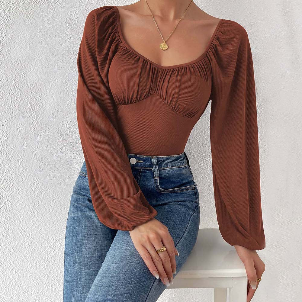 Jumpsuit mit Laternenärmeln und eckigem Ausschnitt
