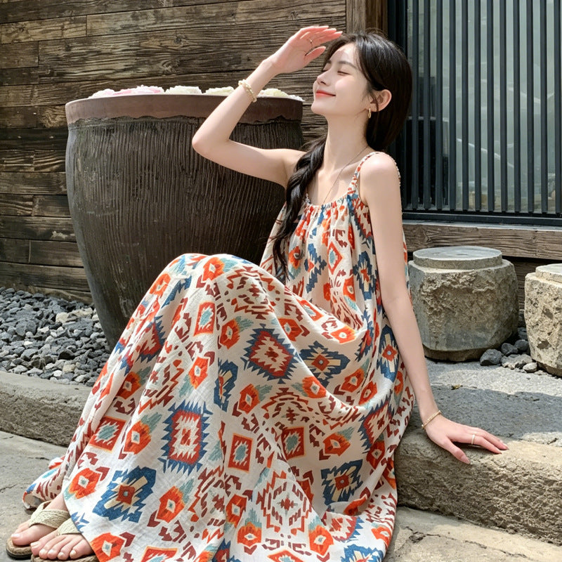 Boho-Kleid mit Ethno-Print und A-Linie