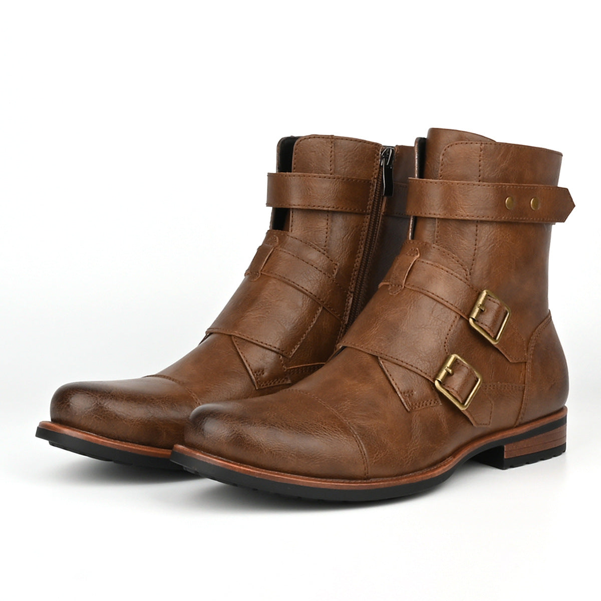 Vintage Denim Boots mit Metallschnalle