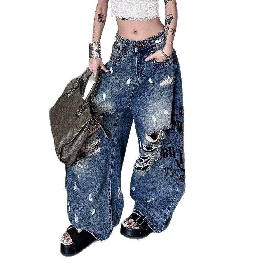 Retro Hip-Hop Hosen mit Buchstaben-Druck