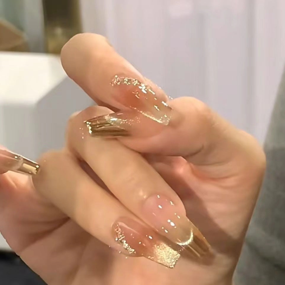 Kaffee-Leopardenprint Cat-Eye Nägel