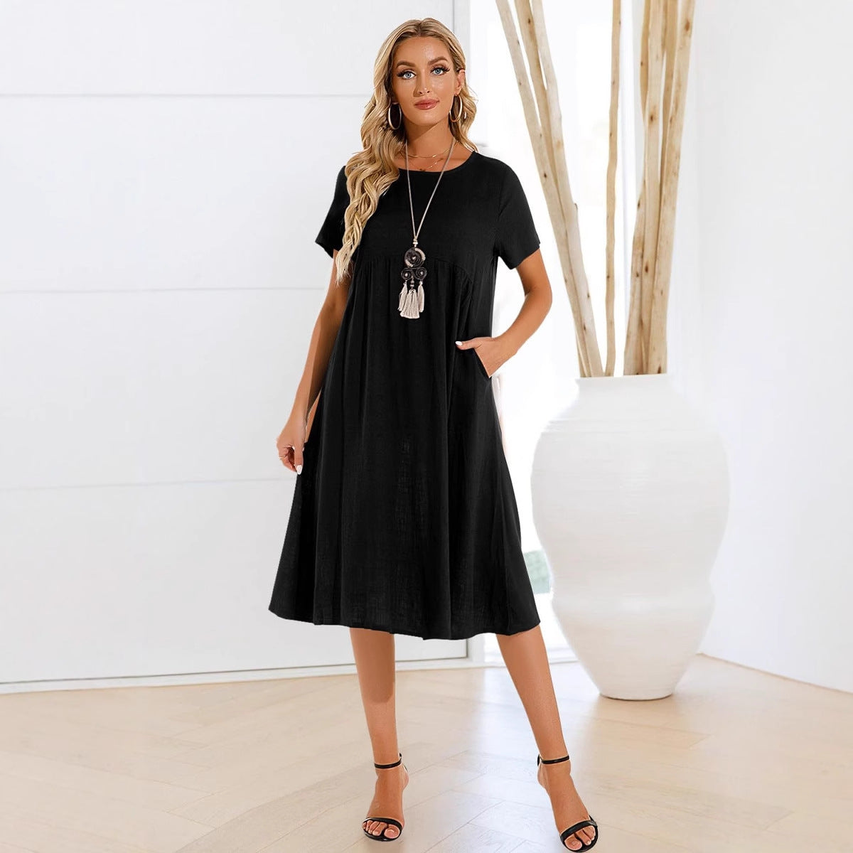 Freizeitkleid Oversize Rundhals Kurzarm – Bild 5 | LuxeStyle