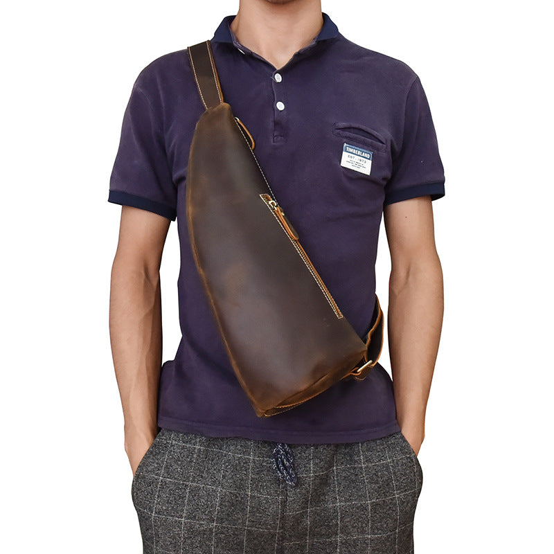 Retro Brusttasche aus echtem Leder