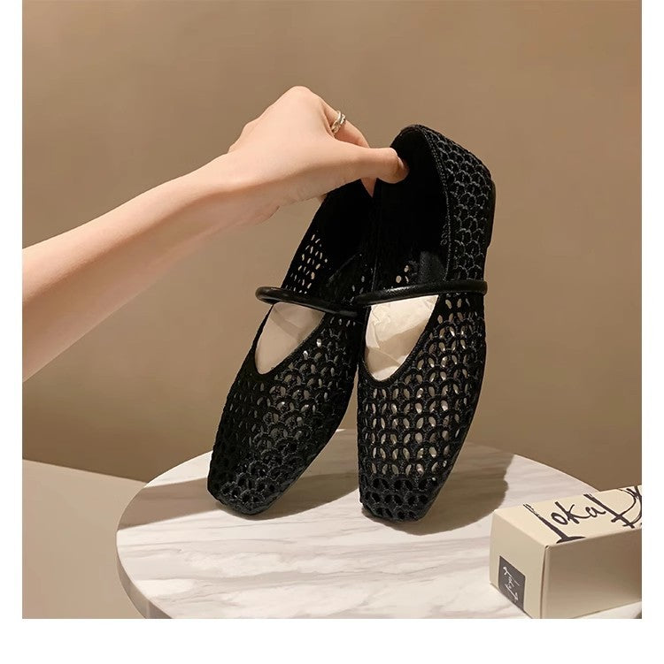 Französische Sandalen mit Webmuster