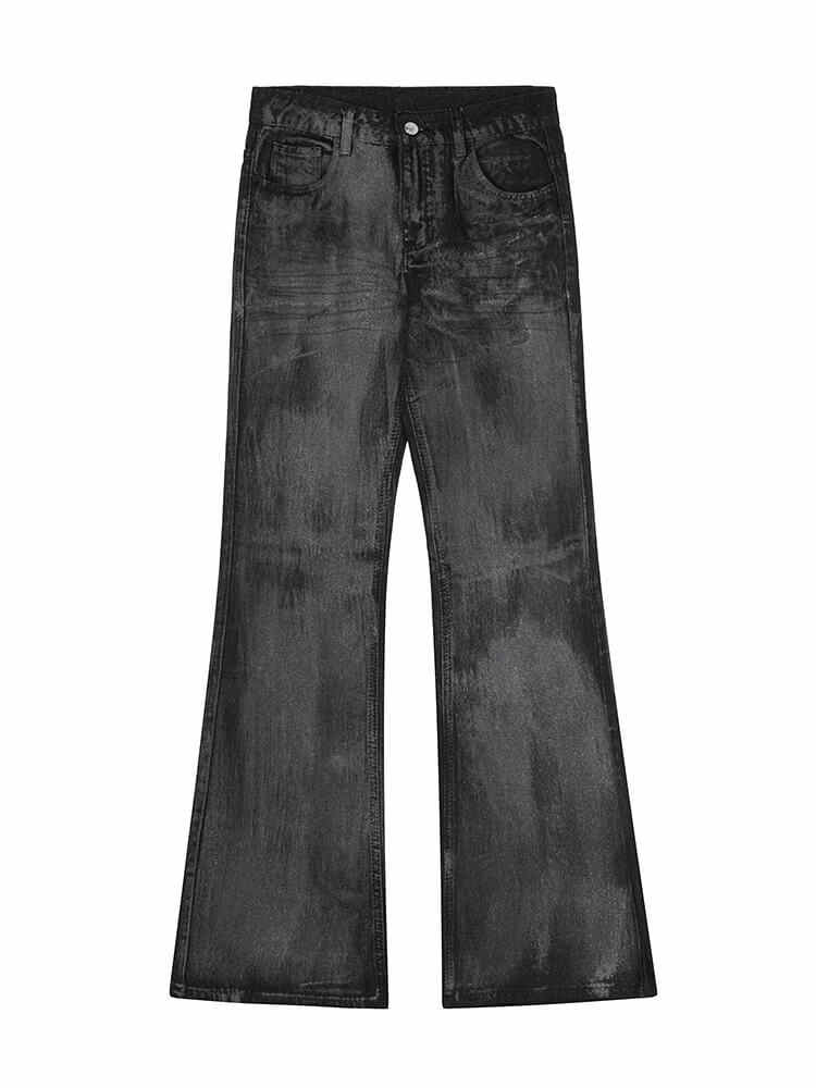 Herren Straight Bootcut Jeans Washed Black