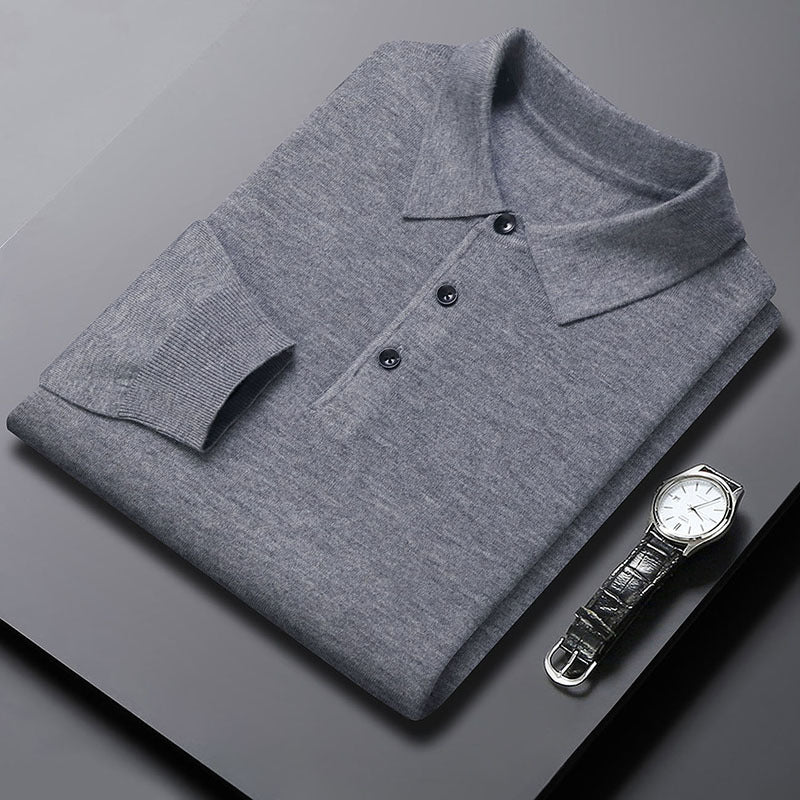 Poloshirt mit Rundhalsausschnitt, gestrickter Pullover – Bild 7 | LuxeStyle