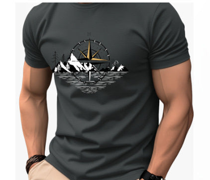Retro-Kompass-Print-Shirt Herren