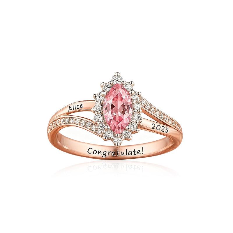 Personalisierter Geburtsstein-Ring mit Gravur