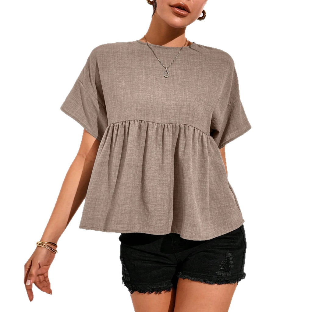 Minimalistisches Leinen-Shirt mit Rundhals