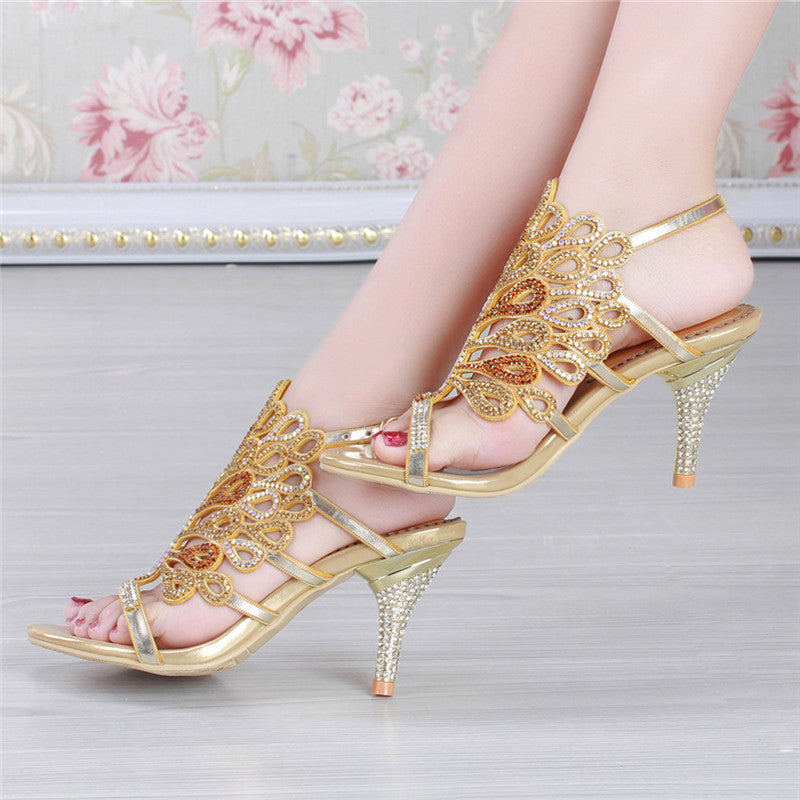 Stiletto-Sandalen mit Strass und Blumenmuster – Bild 2 | LuxeStyle