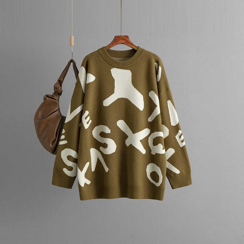 Mid-Length Jacquard Pullover für Damen