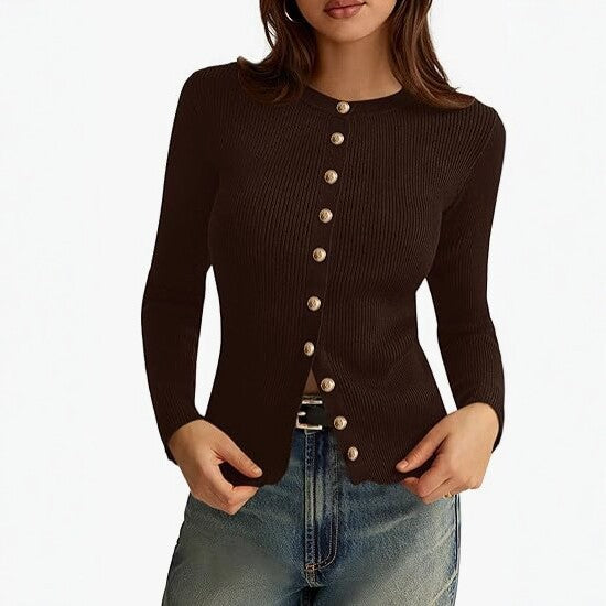 Damen Strick-Cardigan mit Knopfleiste