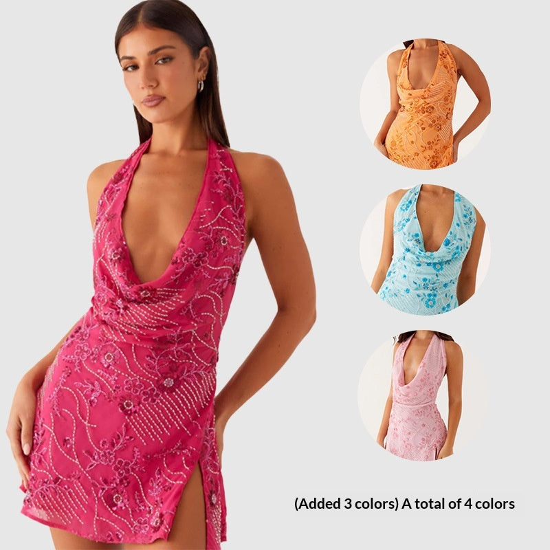 Pailletten-Minikleid mit Perlenstickerei – Bild 5 | LuxeStyle