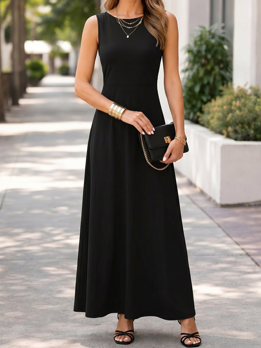 Elegantes ärmelloses A-Linien-Kleid