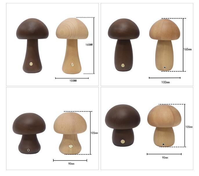 Holz-Pilz Nachtlicht mit Touch-Schalter