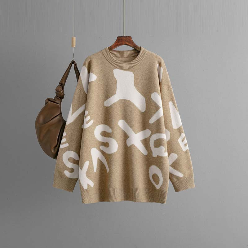 Mid-Length Jacquard Pullover für Damen