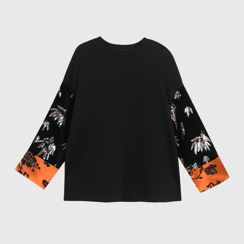 Elegantes Langarmshirt im Retro-Look mit Pflanzenmuster