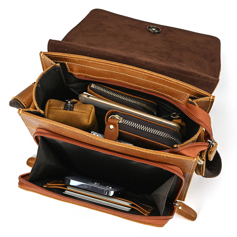 Rindsleder-Flip Schultertasche für Männer – Bild 6 | LuxeStyle