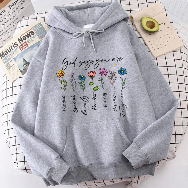 Hoodie «You Are Unique» mit Blumenprint
