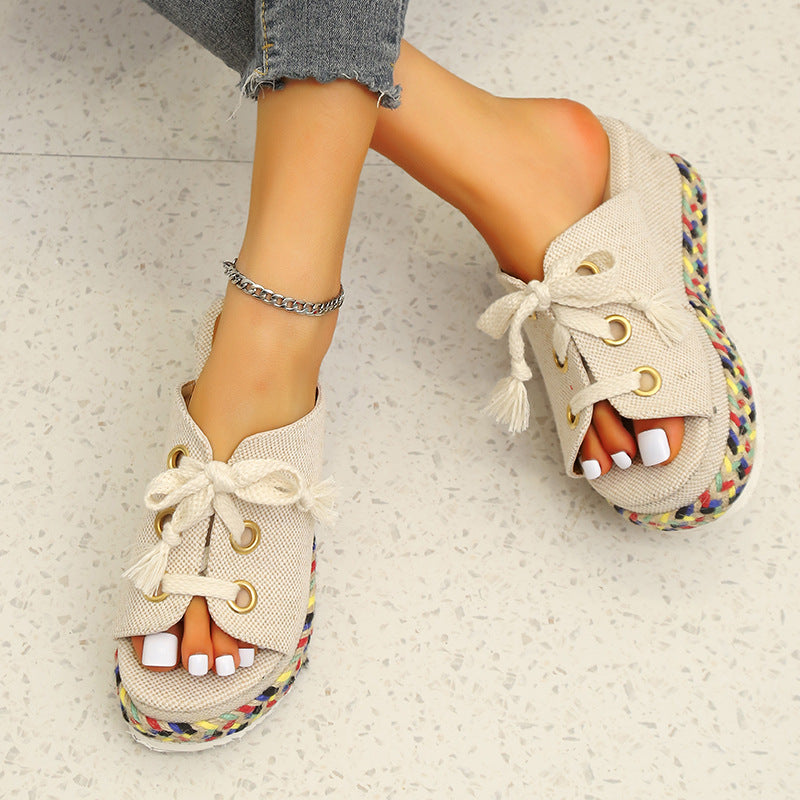 Keilsandalen mit Strohgeflecht | LuxeStyle