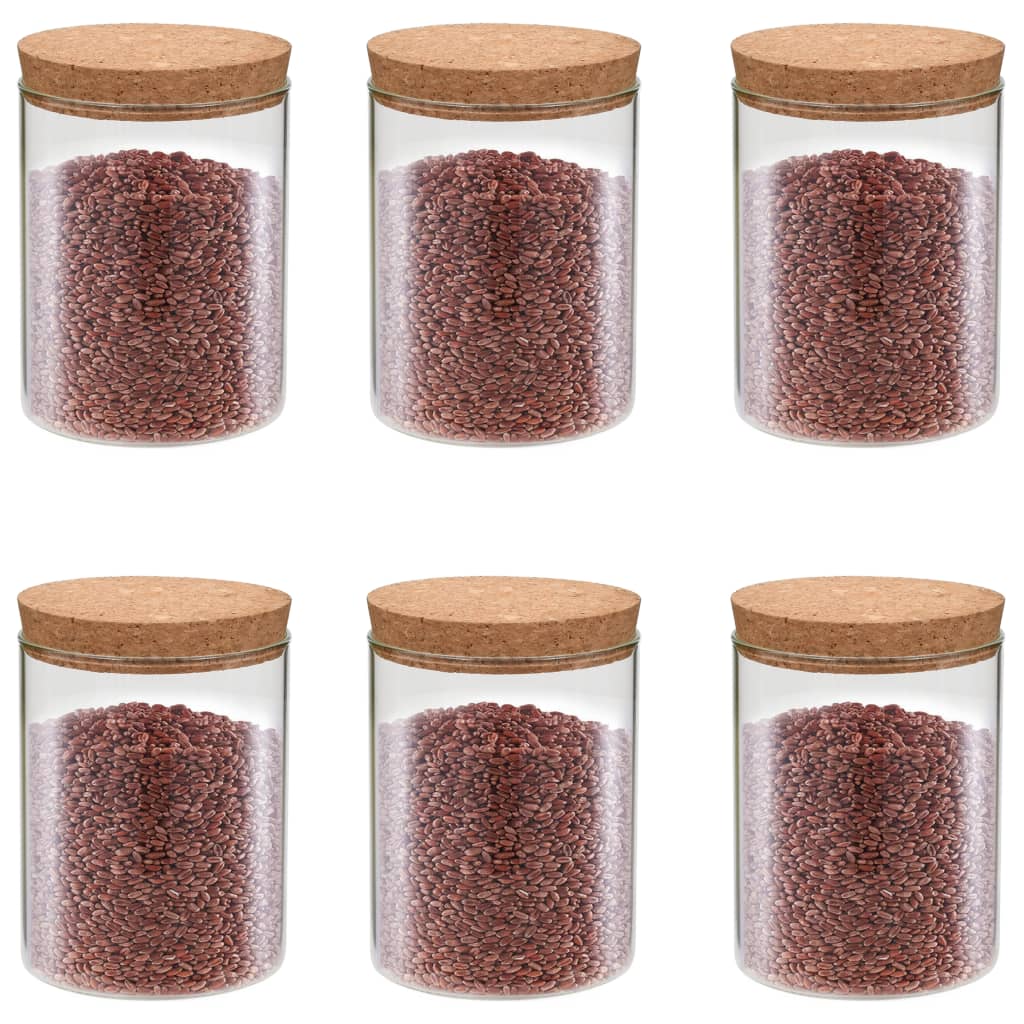 Vorratsgläser mit Korkdeckel, 6er-Set, 650 ml