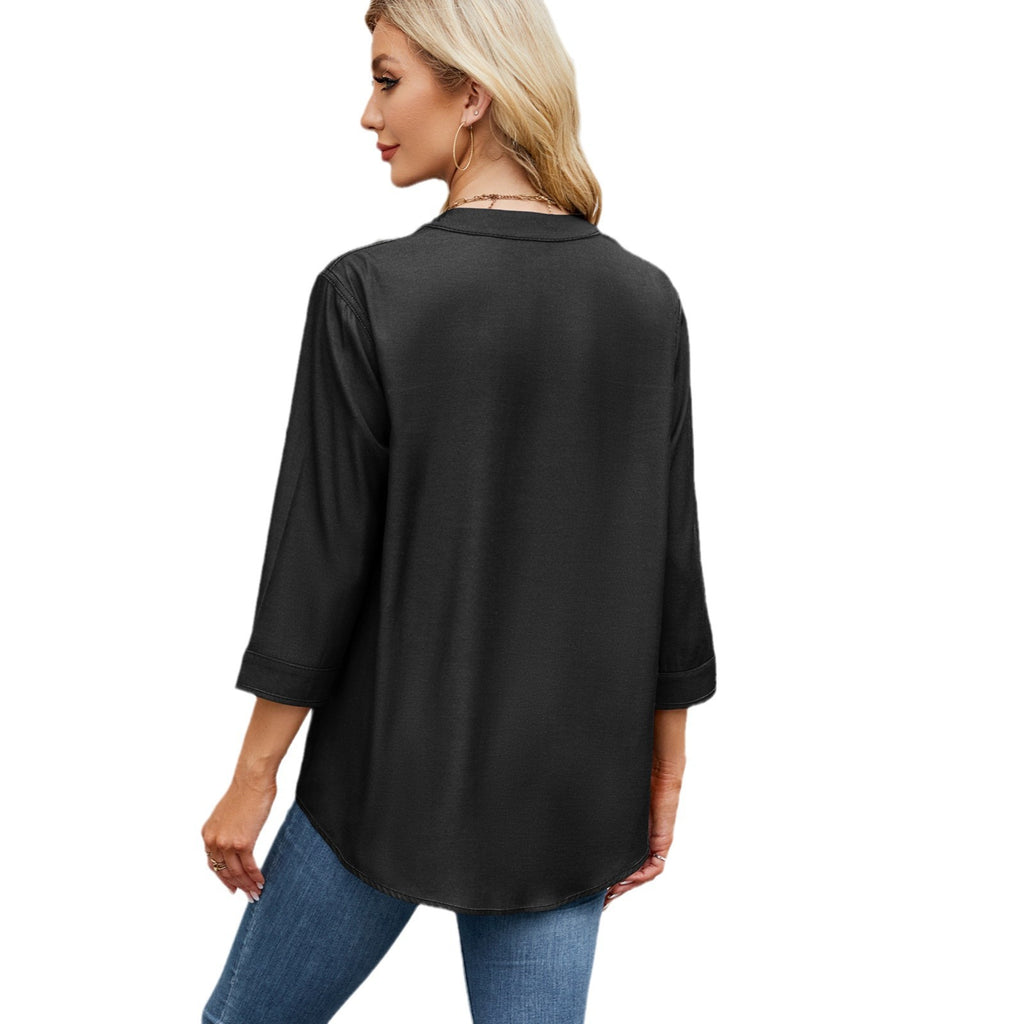 Lockere Faux-Denim-Bluse