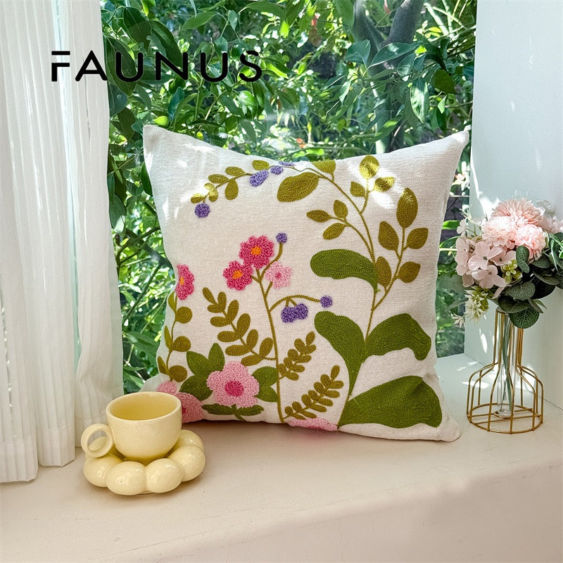 Blumen-Sofa Kissen mit Stickerei – Bild 2 | LuxeStyle