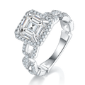 S925 Sterling Silber Moissanit Ring, Asscher Cut