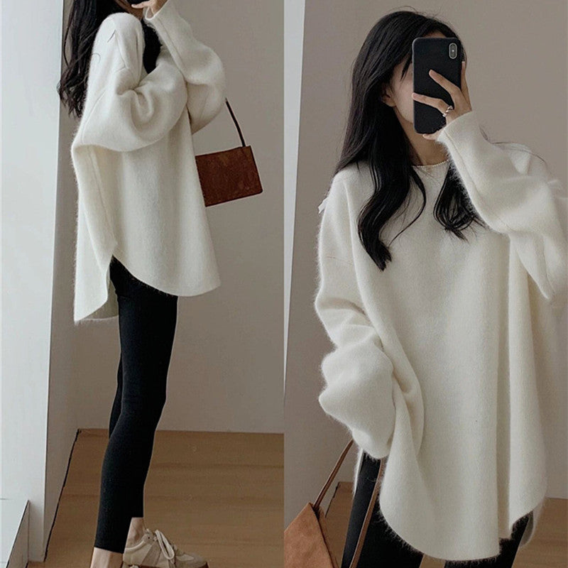 Mid-length Loose Fit Damen Pullover