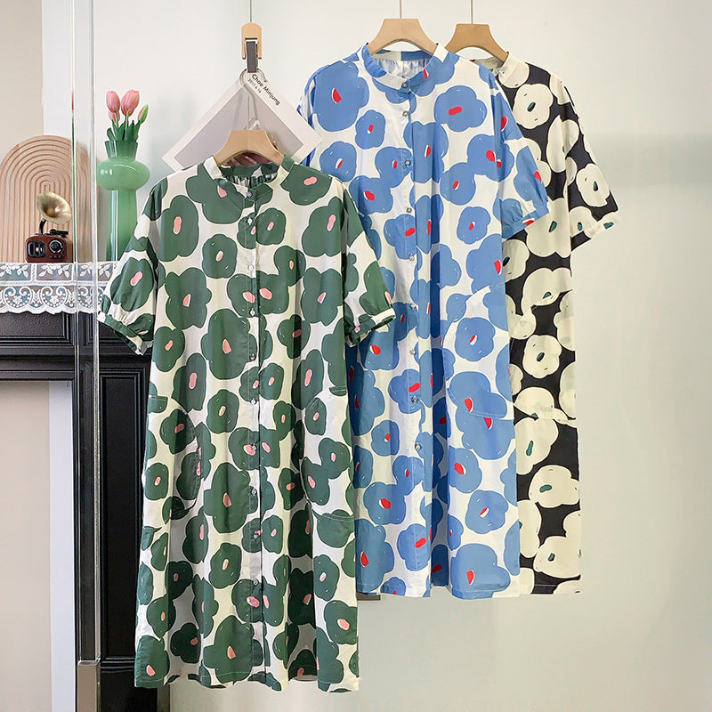 Blumiges Langarmkleid aus Popeline – Bild 2 | LuxeStyle