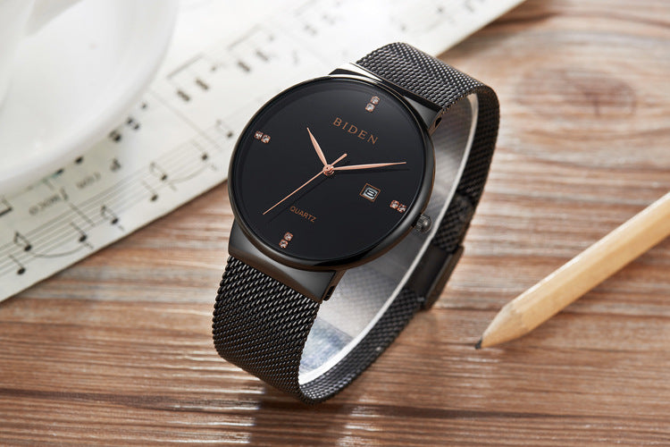 Ultraflache Herrenuhr mit Milanaise-Armband – Bild 9 | LuxeStyle
