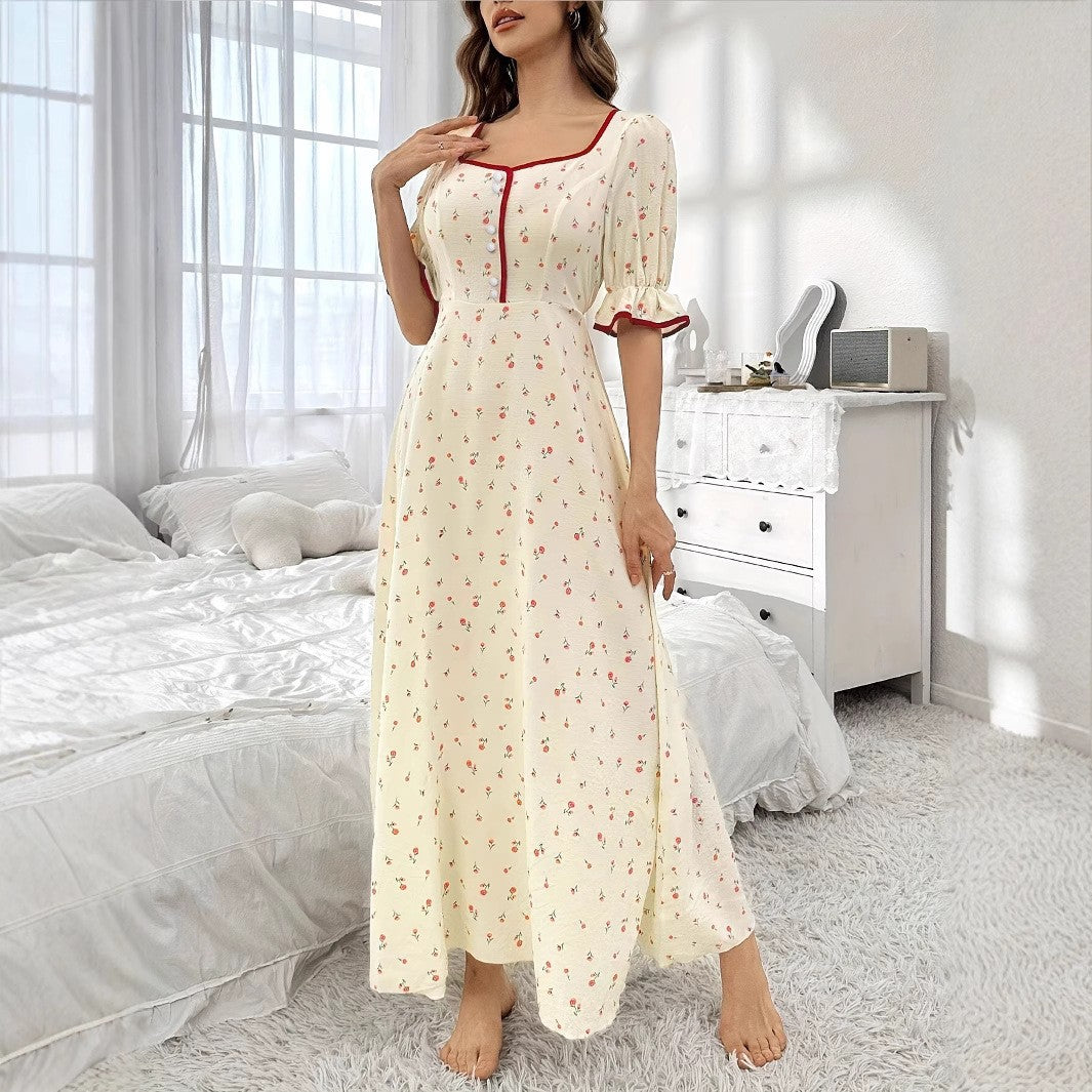 Französisches Kleid mit kurzen Ärmeln | LuxeStyle