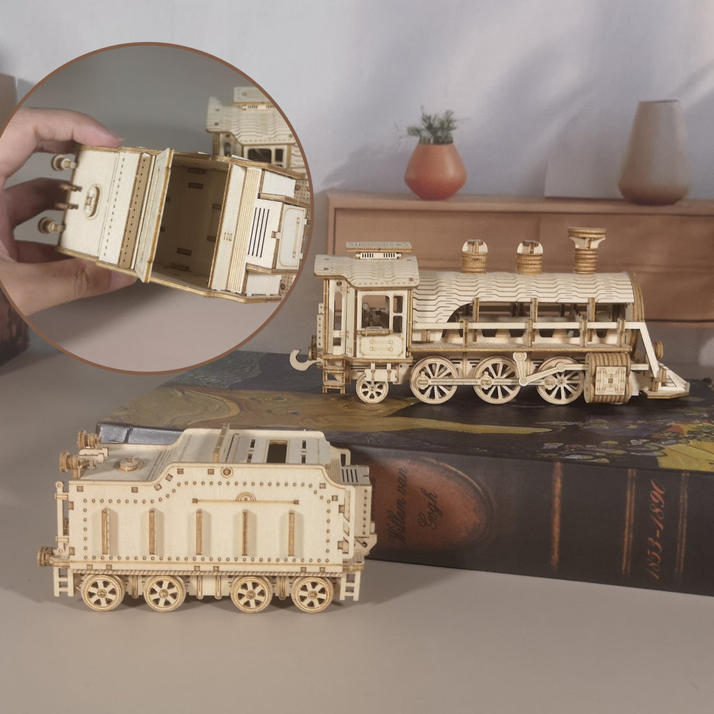3D Holzpuzzle: Mechanischer Zug